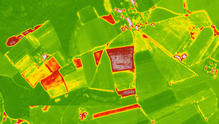 Visualisation of the NDVI index on satellite maps. Custom palettes for agricultural applications